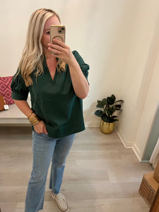 Stevie VNeck Top Forest Green