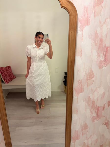 Tillie Eyelet Midi Dress White