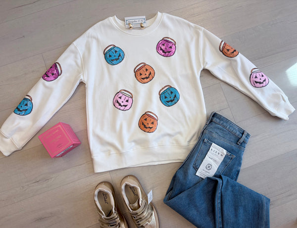 Sequin Jack O Lanter Sweater