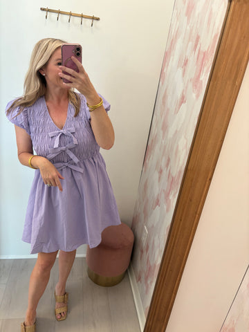 Lavender Smocked Bow Dress