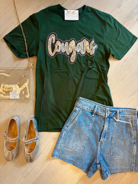 Green Cougars Sequin Tee