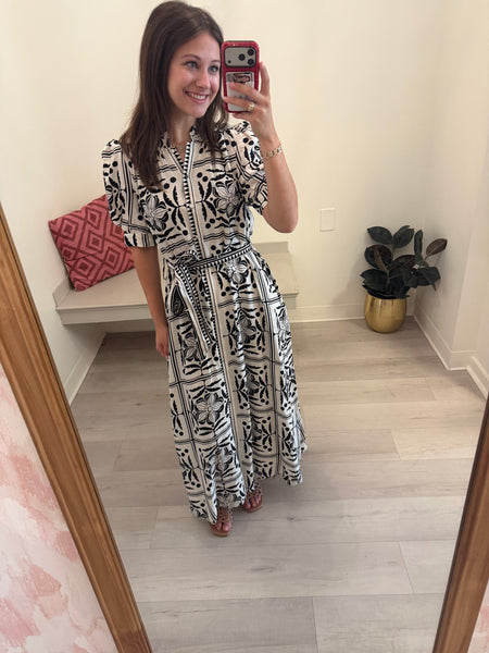 Ruffle Collar Button Up Maxi