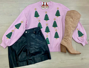 Lilac Christmas Tree Sweater