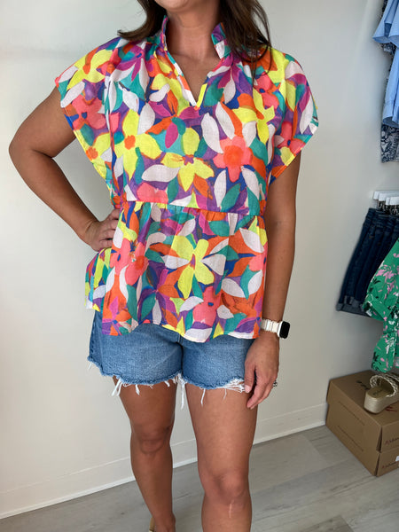 Peplum Flower Top
