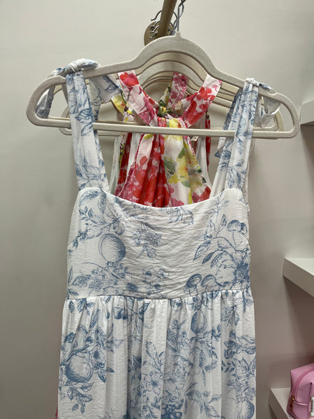 Blue Willow Tie Strap Maxi Dress