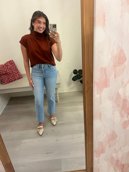 Toffee Mock Neck Soft Top