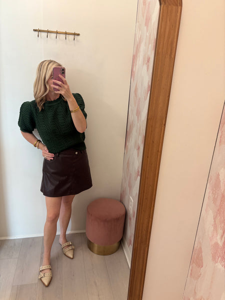 Textured SS Knit Sweater Green