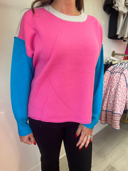 Blue & Pink Colorblock Sweater
