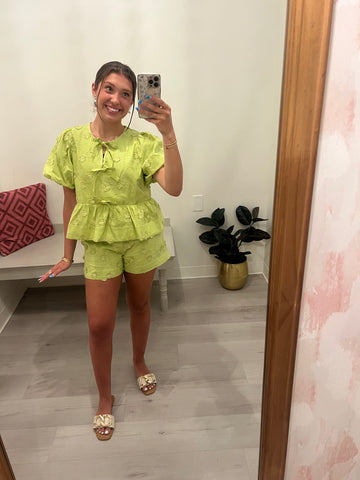 Gwen Lime Grn Floral Short Set