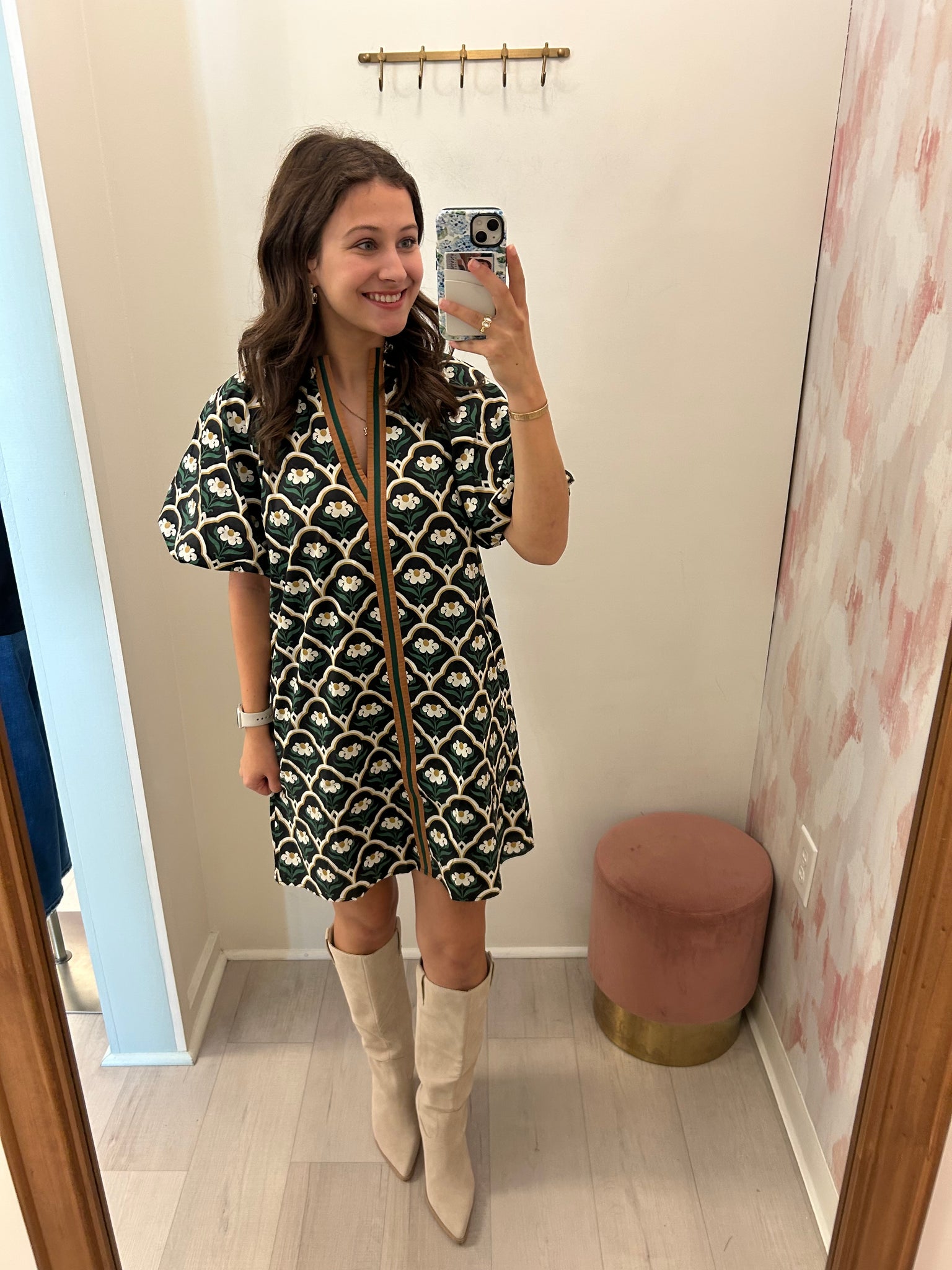 Zoe Puff Slv Floral Dress Blk