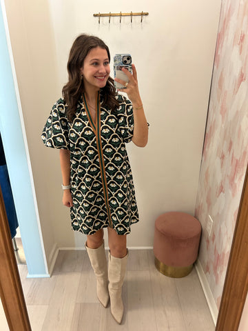 Zoe Puff Slv Floral Dress Blk