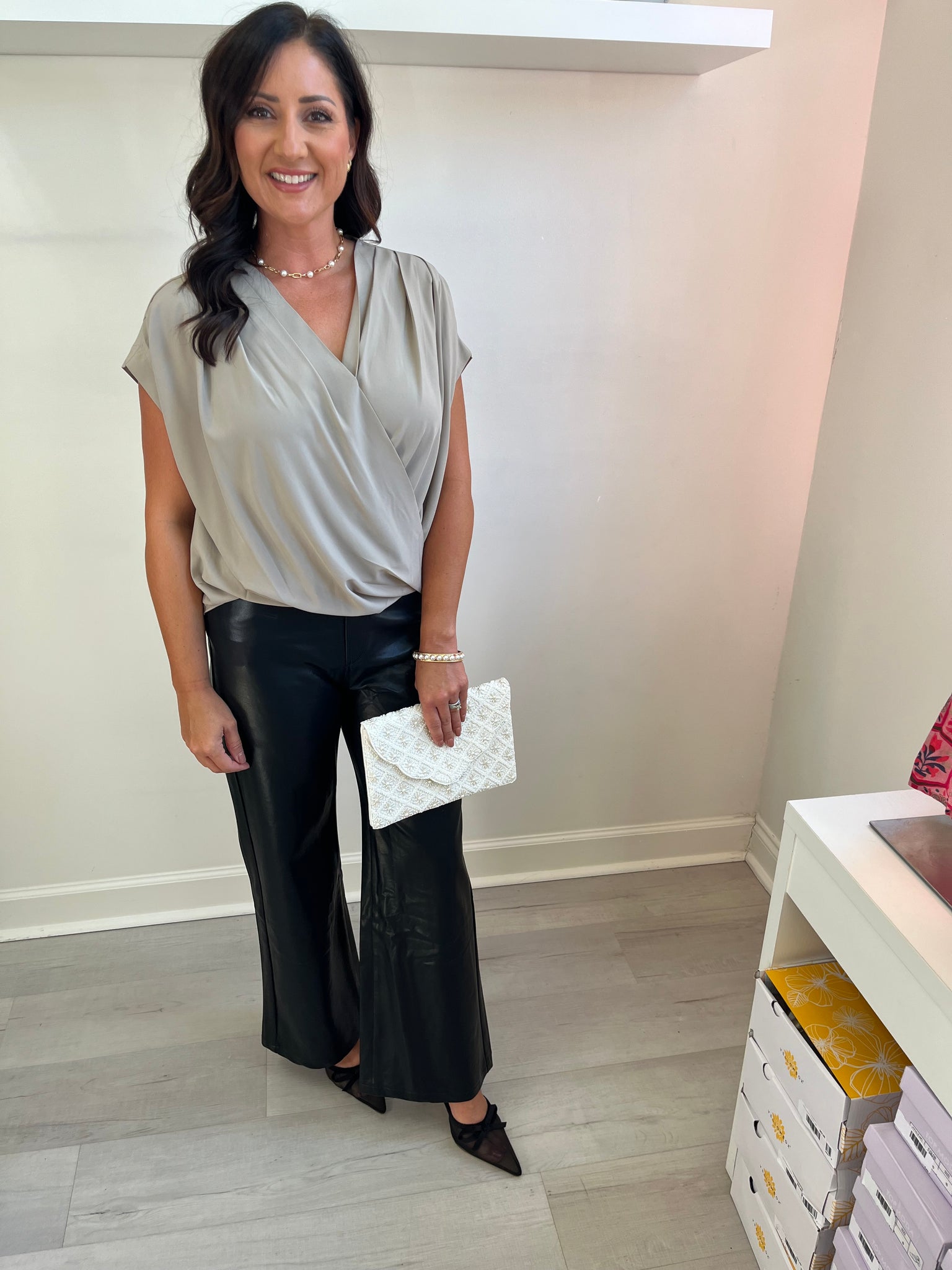 Shoulder Pleat Blouse Fog