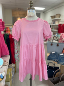 Ruffle Hem Tiered Dress Pink