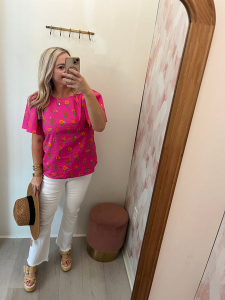 Melon Floral Tallie Top