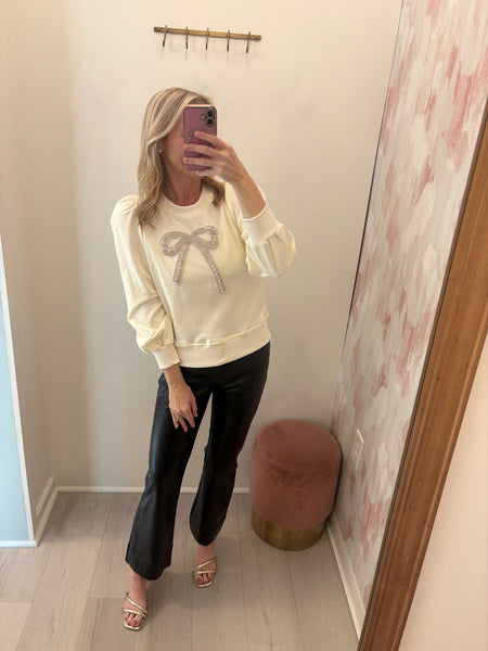 Shimmer Pearl Bow LS Top