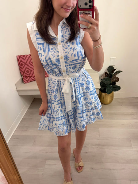 Mary Lace S/L Light Blue Dress