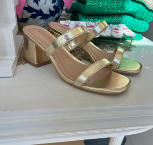 Double Strap Gold Cocktail Heel