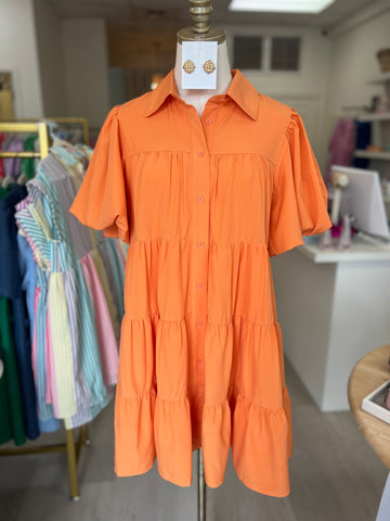 Ali Puff Sleeve Dress Orange