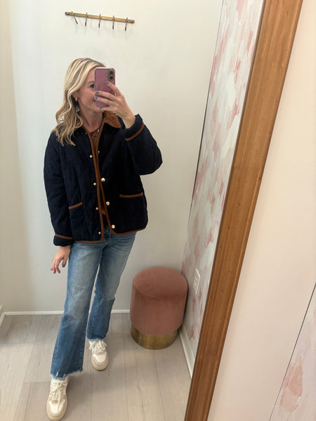 Navy Corduroy Puff Jacket