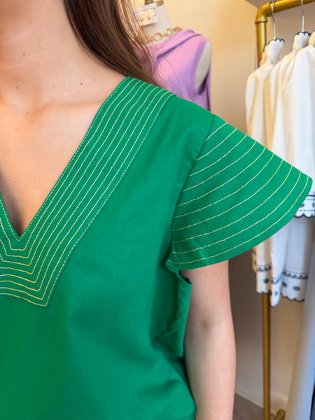 Libby SS VNeck Green Top