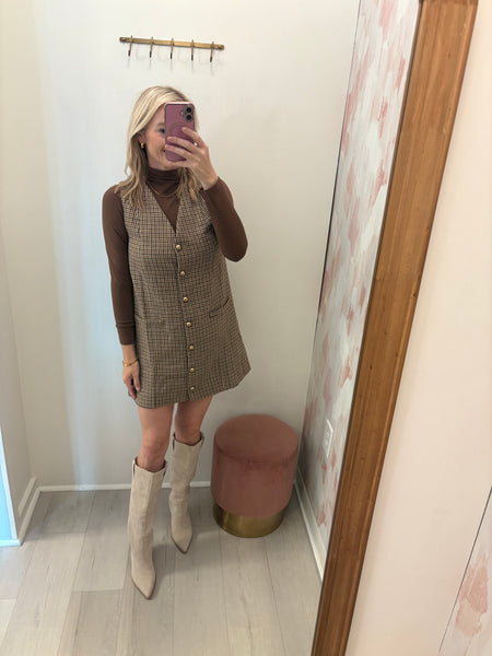 Hudson VNeck Button Up Dress Tan