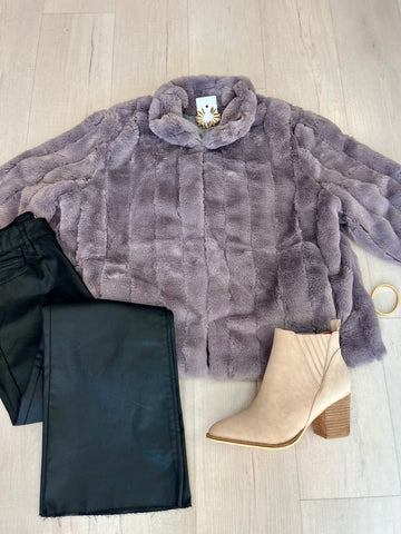 Grey Faux Fur Jacket