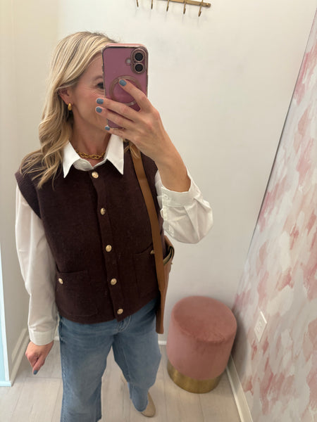 Remi Knit SS Button Up Vest