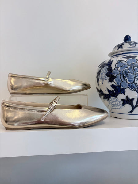 Mary Janes Flats Gold