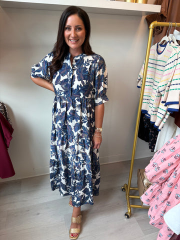 Blanche Midi Dress Navy