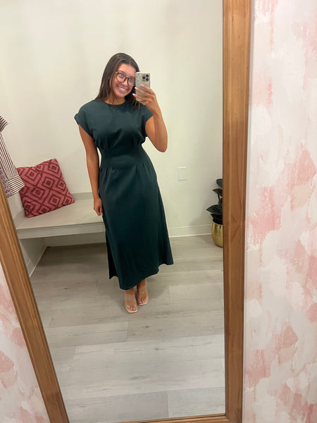 Shelby Pleated Waist Midi Green