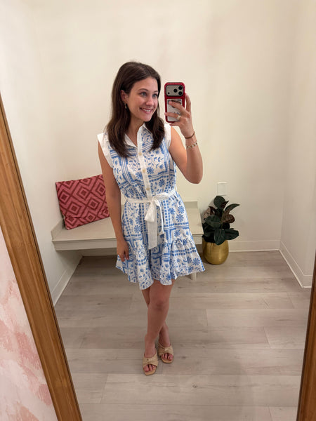 Mary Lace S/L Light Blue Dress