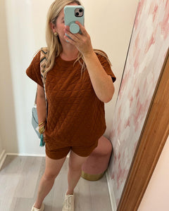 Rust Quilted Short Set