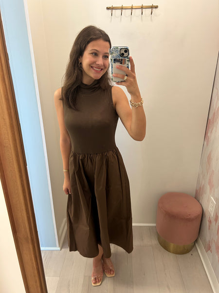 Ellie Mock Neck Midi Chocolate