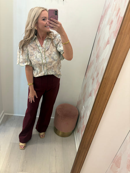 Patch Pocket Pants Burgundy