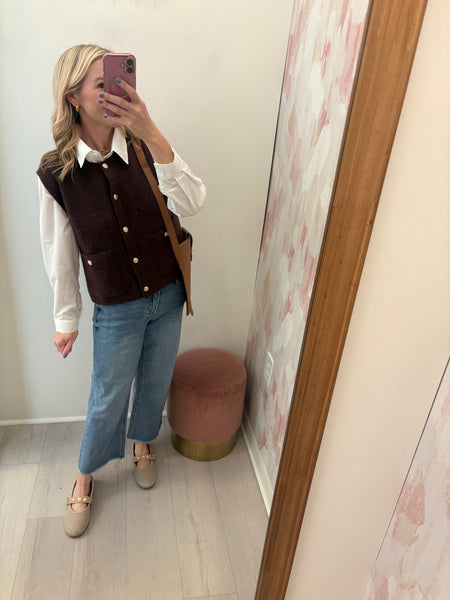 Remi Knit SS Button Up Vest