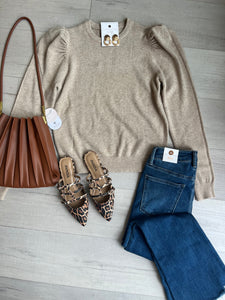 Neutral Puff Sleeve Sweater