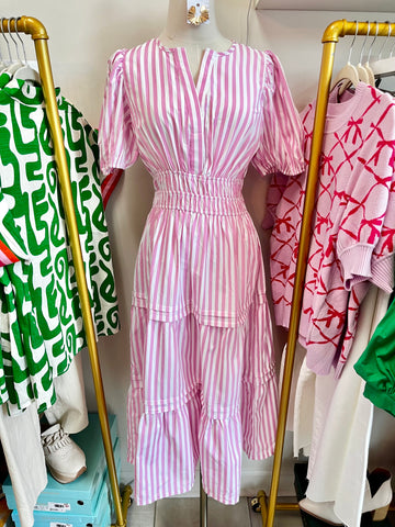 Feelin The Love Striped Midi Pink