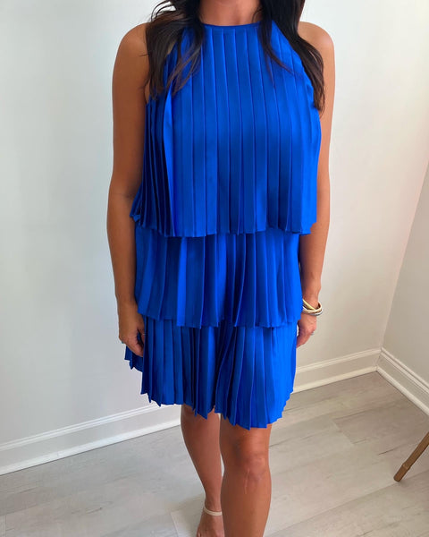 Royal Blue Pleated Dress