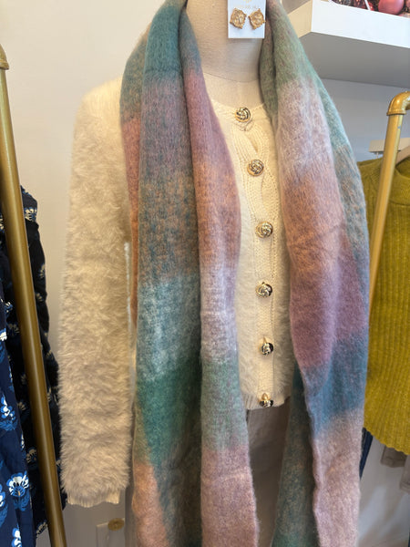 Brushed Blanket Scarf Blush Multi