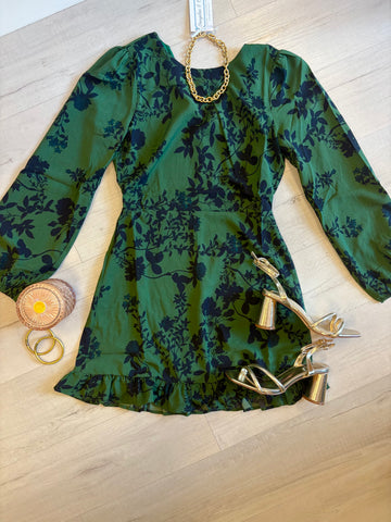 Timmi LS Floral Cocktail Dress Green