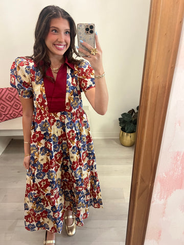 Abby Collared Floral Midi