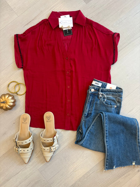 Whipstitch Sleeve Blouse
