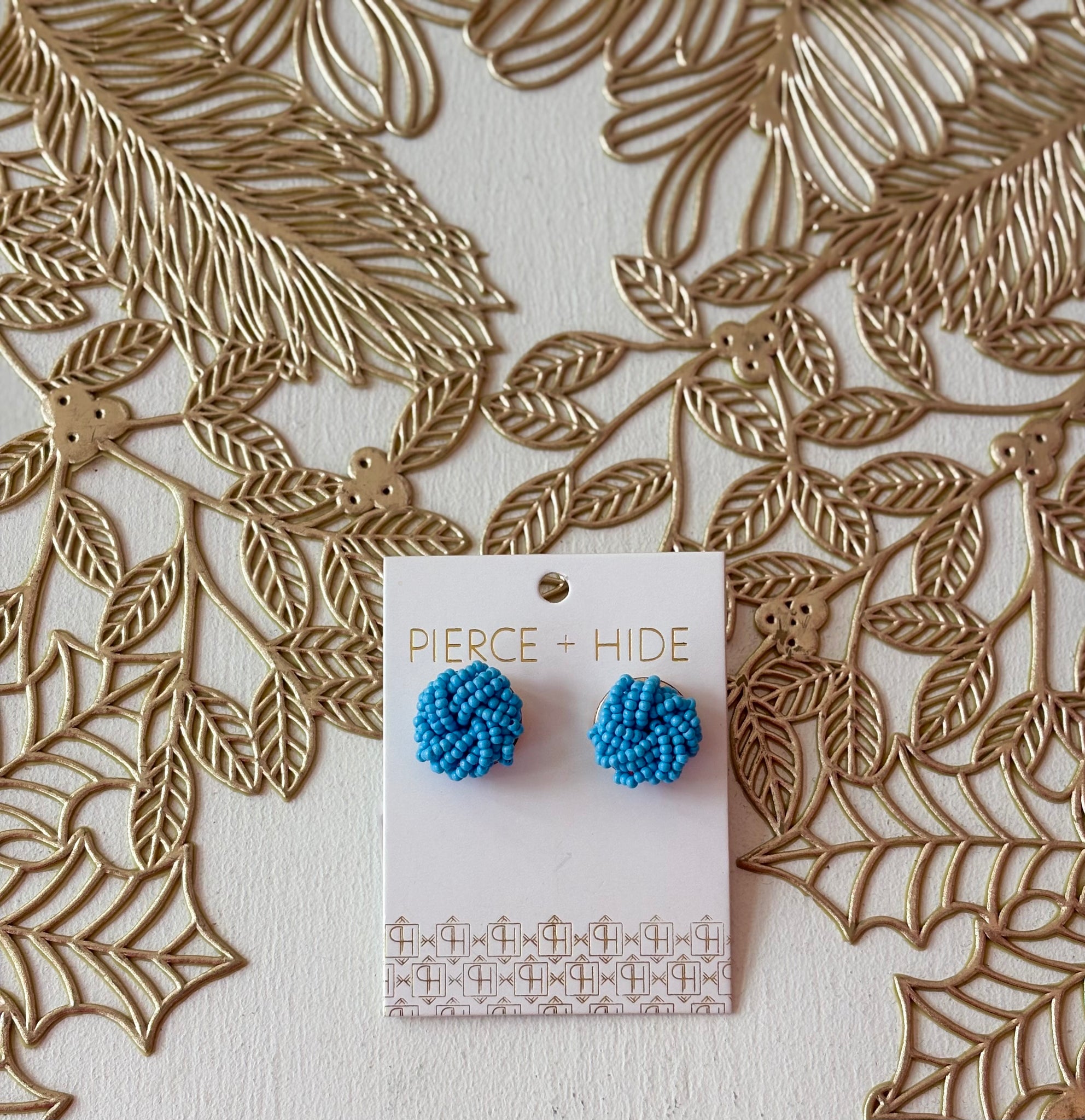 Beaded Knot Earring Blue