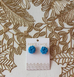 Beaded Knot Earring Blue