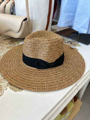 Bow Tie Straw Hat -Tan