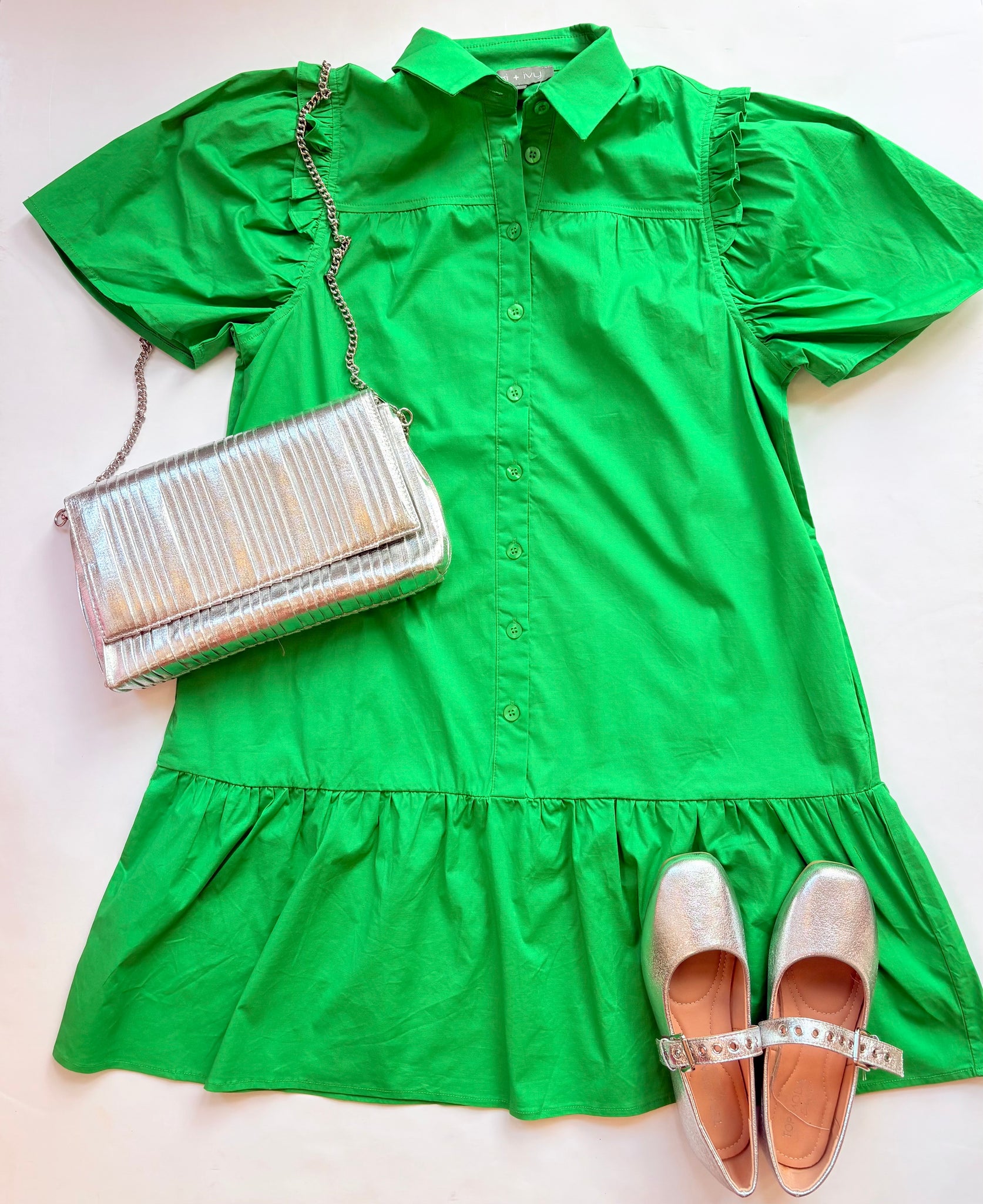 SS Collared Button Up Dress Gr
