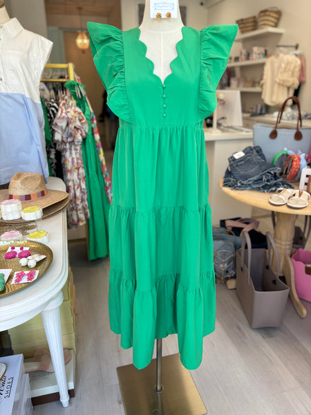 Abby Scalloped Neckline Maxi-Gr