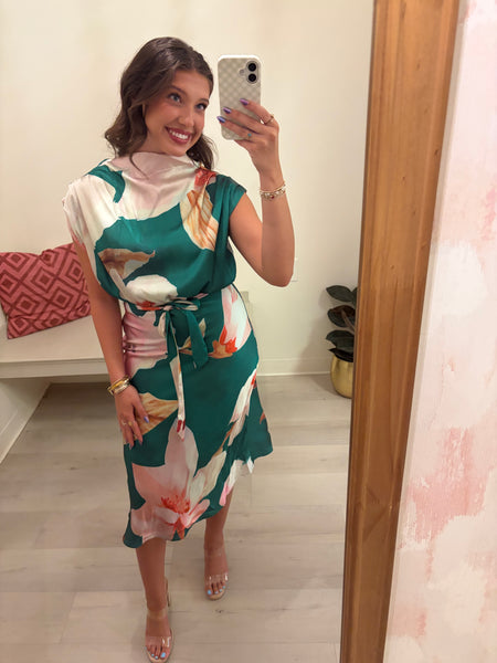 Kerri Cowl Neck Midi Green