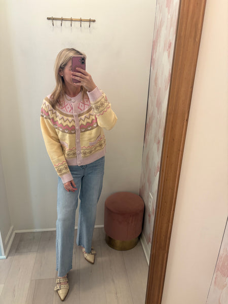 Emme Button Up Cardigan Lt Pink