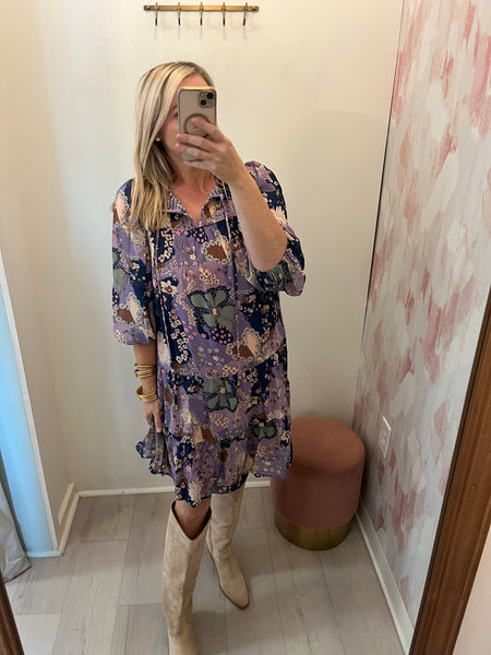 Fall Lilac Floral Dress